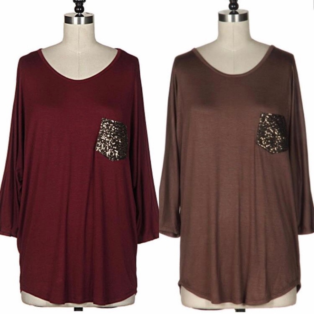 Mocha sequin pocket tunic